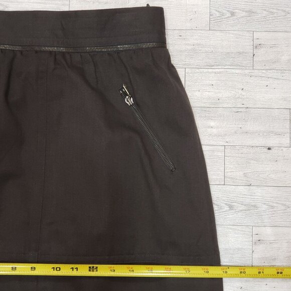 VTG Laurèl by Escada Military Moto Midi Skirt Zipper Split Brown Size 36 US 2/4 - Picture 9 of 12